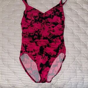 Aqua Green Pink and Black Swimsuit
